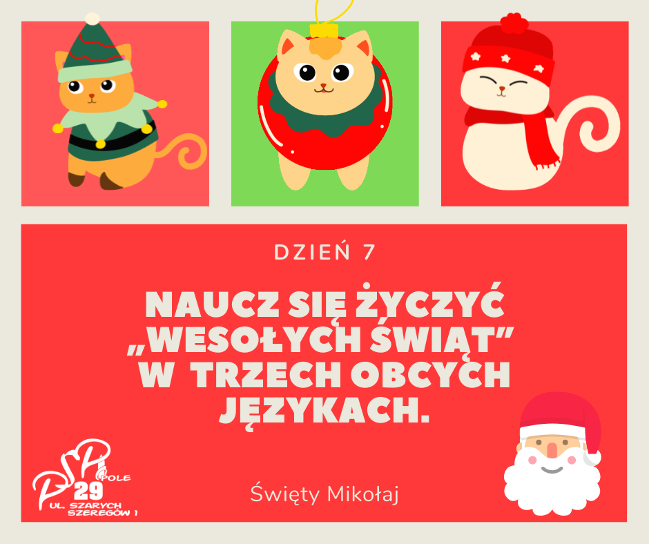 Naucz się życzyć „Wesołych Świąt” 
w  trzech obcych językach.
