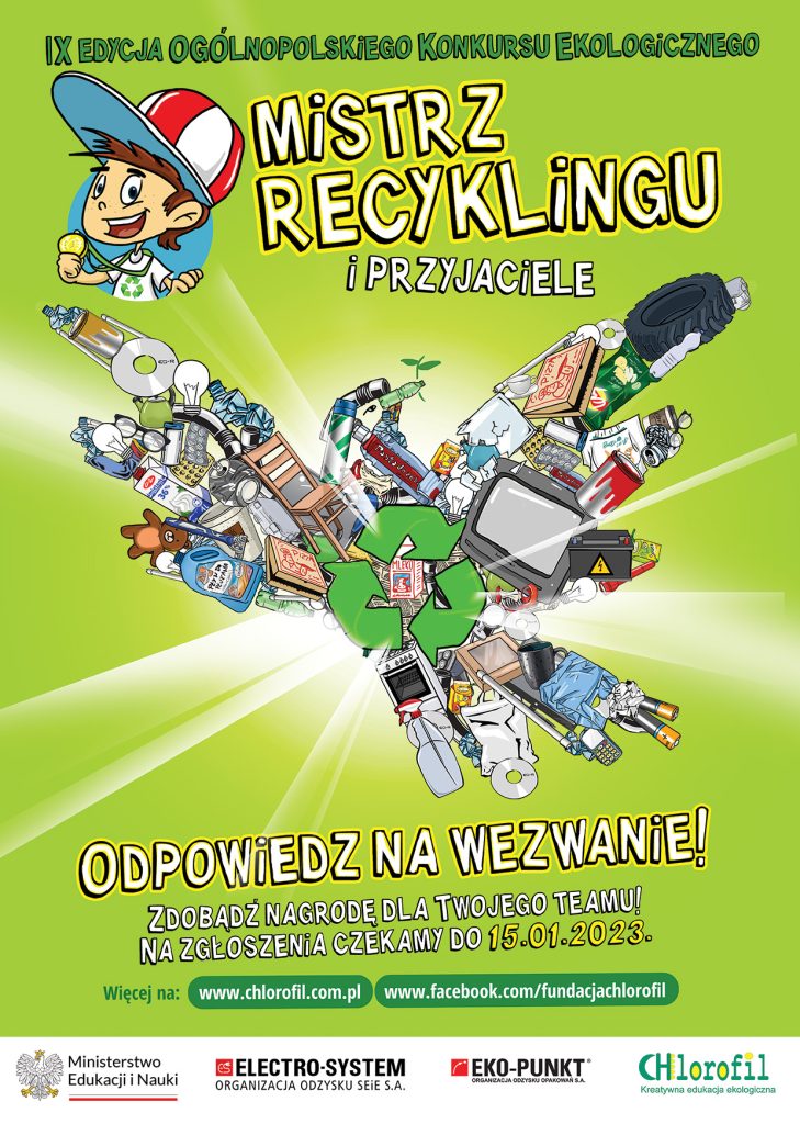 Świat Recyklingu –  zagraj  z nami w grę, w której każdy materiał, każda drobinka jest cenna i ma konkretną wartość.
Regulamin konkursu dostępny jest na stronie www.chlorofil.com.pl