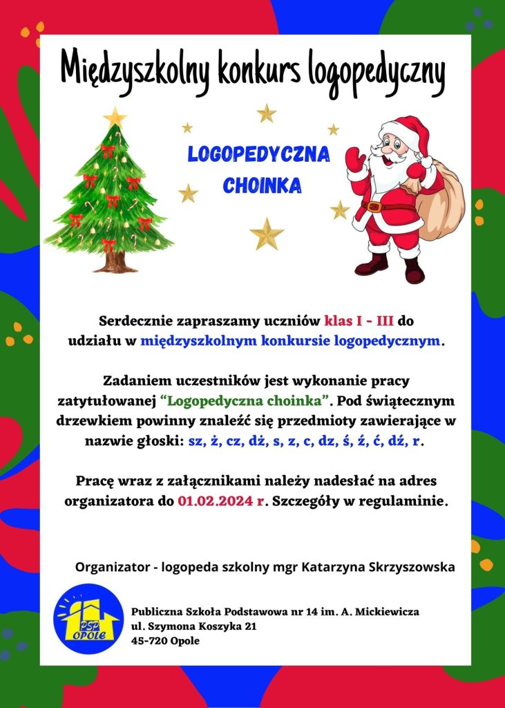 Międzyszkolny konkurs logopedycznym "Logopedyczna Choinka"
sp14opole.pl