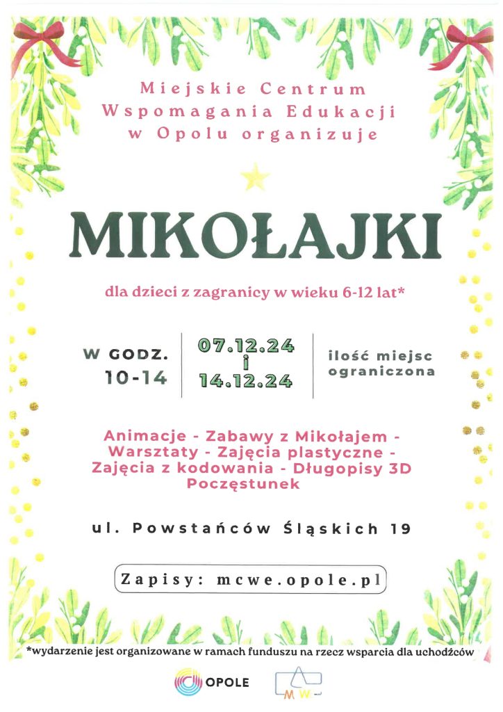 Mikołajki dla dzieci z zagranicy 7 i 14 grudnia ul. Powstańców Śląskich 19 godz. 10-14