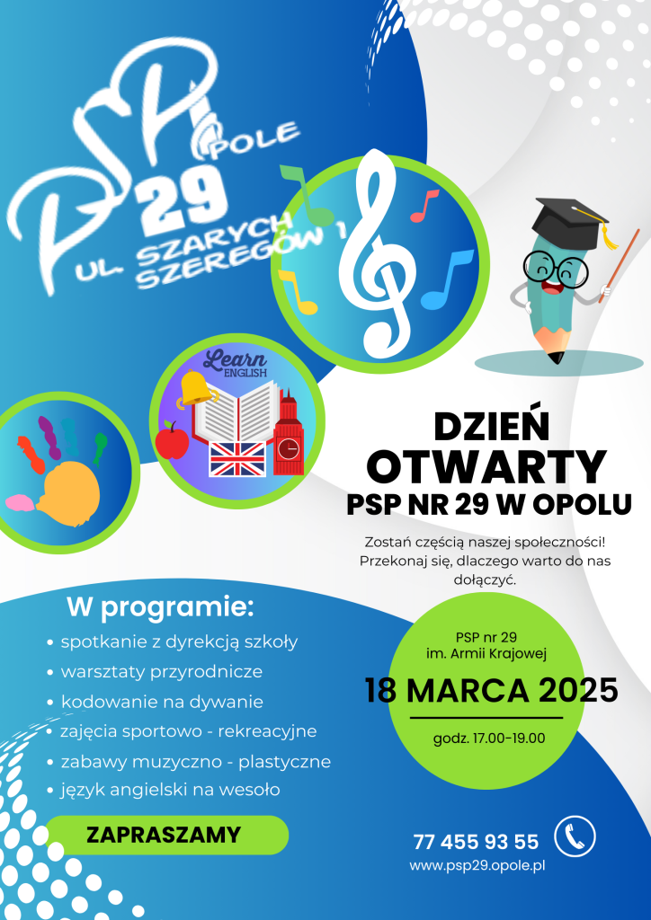 Dzień Otwarty w PSP nr 29 18 marca 2025 godz. 17.00-19.00