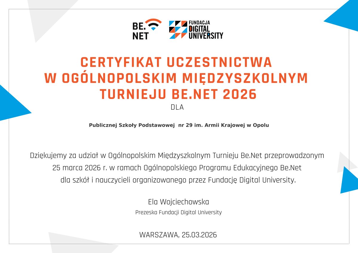 Udział naszej szkoły w ogólnopolskim programie Be.Net