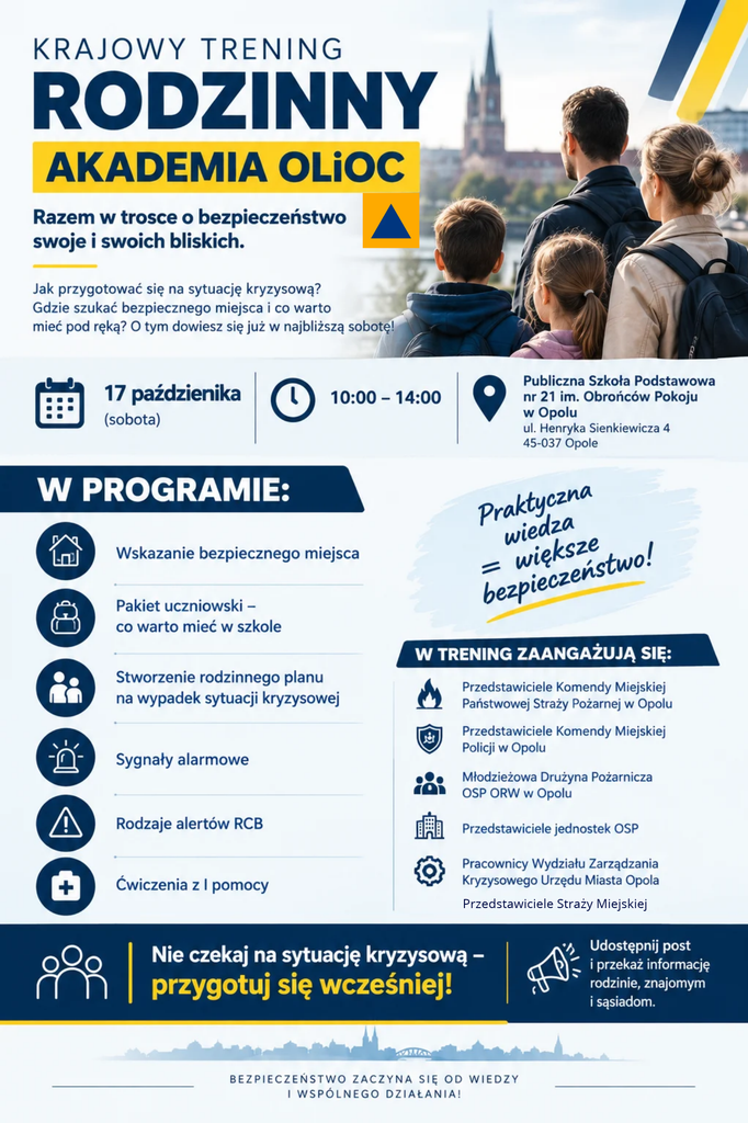Krajowy Trening Rodzinny 
17.10.26 r. g. 10-14 PSP nr 21 Opole